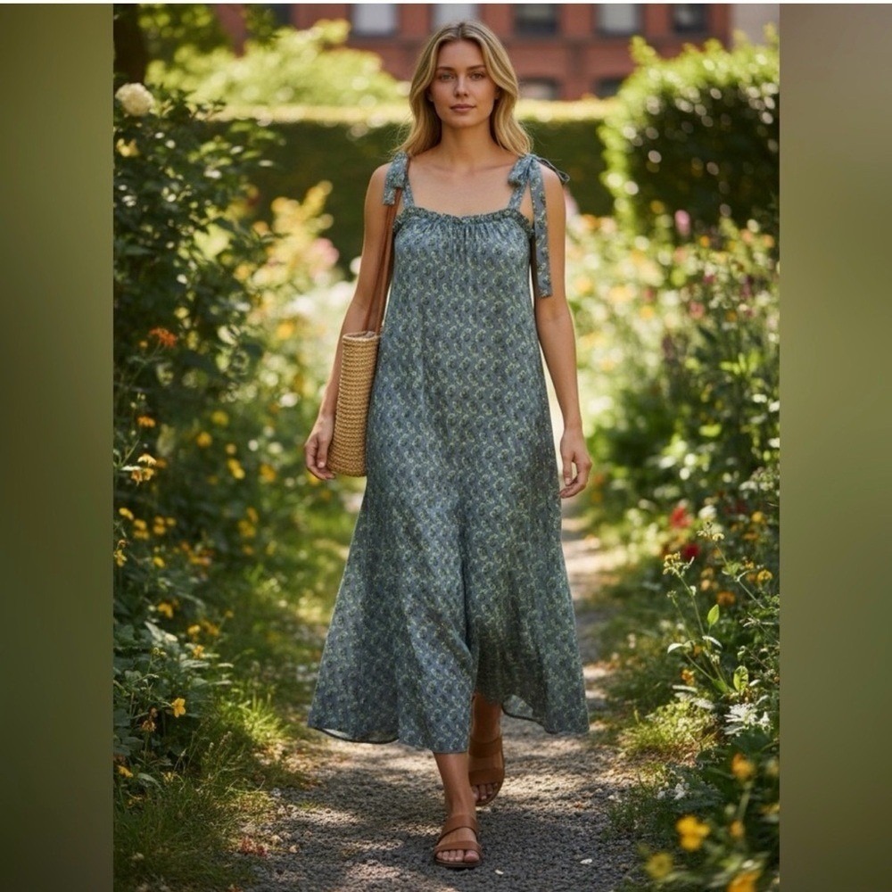 Rosemary Beach ExVoto Vintage Slate Blue Bow Tie Sundress | Boho Beach XS/S